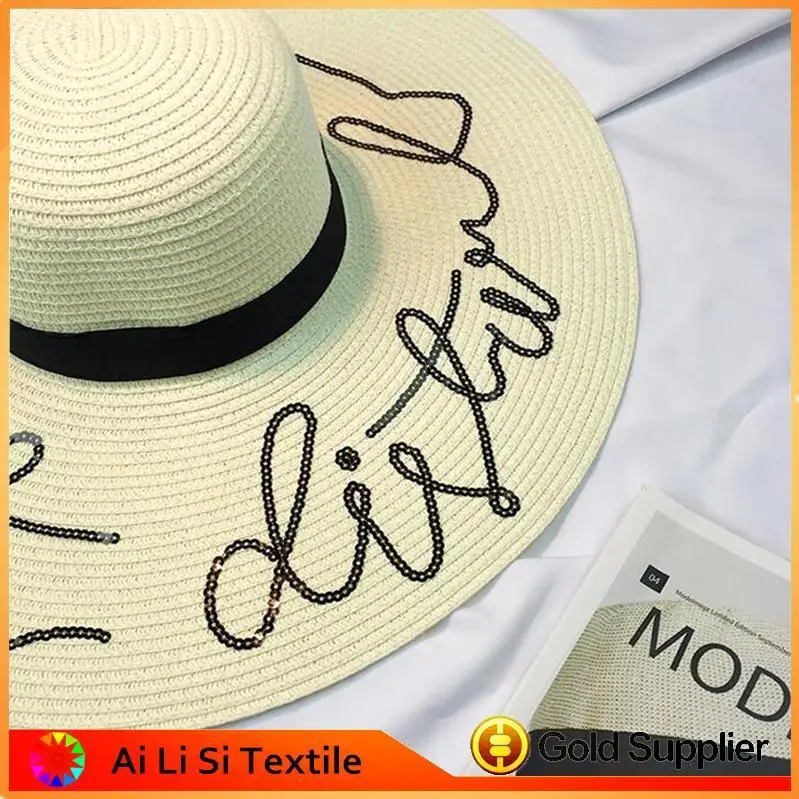 New Arrival Fashion Ladies Woman Bohemia Summer Straw Sun Visor Wide Large Brim Floppy Fold Summer Swimming Beach Straw Hat