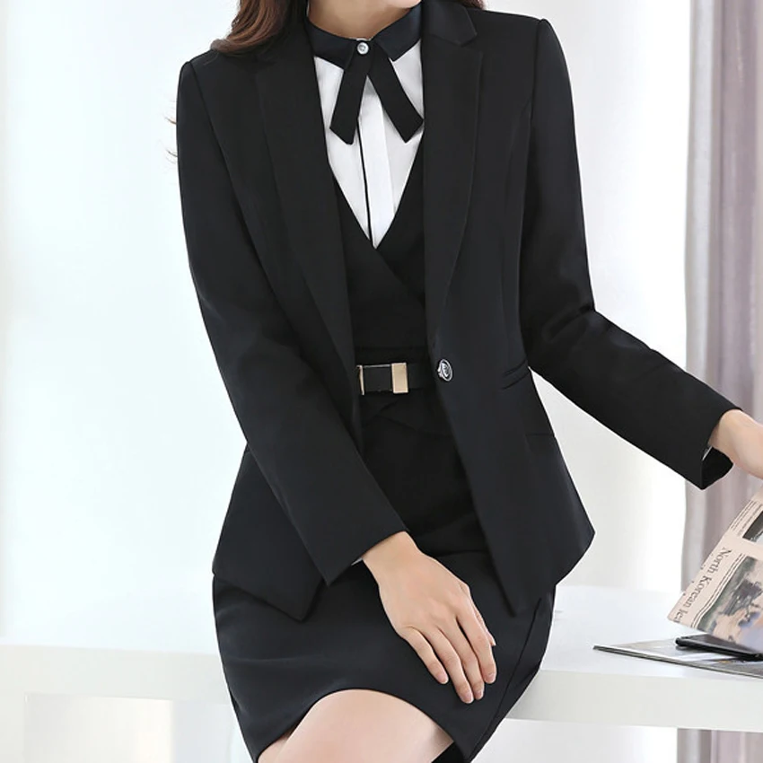 professional formal bank clerk shirt suit office uniform designs for women, Navy blue;black
professional formal bank clerk shirt suit office uniform designs for women, Navy blue;black