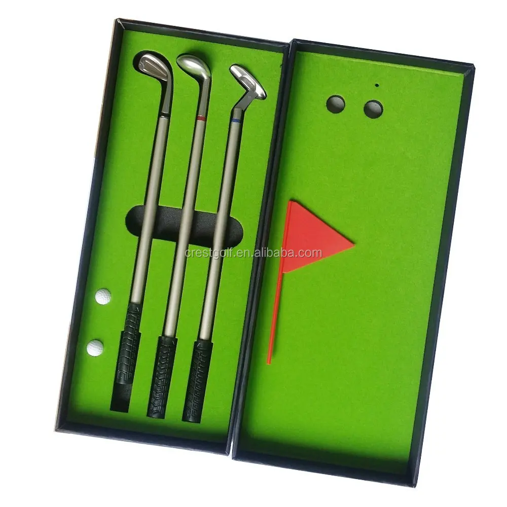Golf Gifts sets with 3pcs Golf Club Shaped Alloy Ballpoint Pens ,mini flag,mini ball
Golf Gifts sets with 3pcs Golf Club Shaped Alloy Ballpoint Pens ,mini flag,mini ball