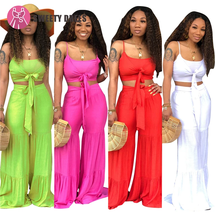 9S00919 Summer Solid color strapless crop top and wide leg pants sexy women two piece set, N/a
9S00919 Summer Solid color strapless crop top and wide leg pants sexy women two piece set, N/a