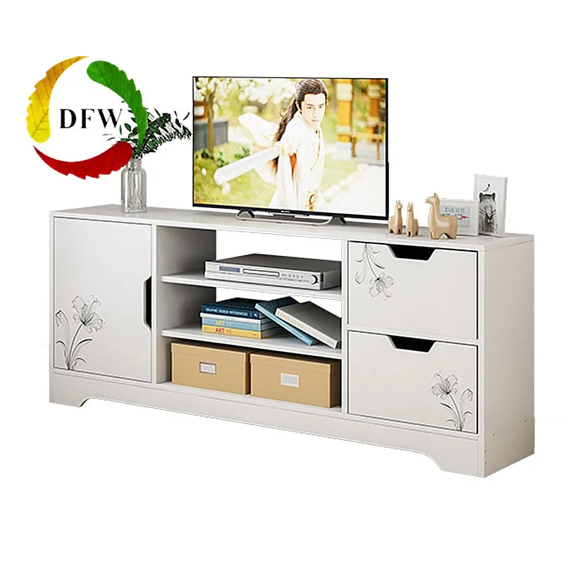 Living home furniture white brown color TV stand