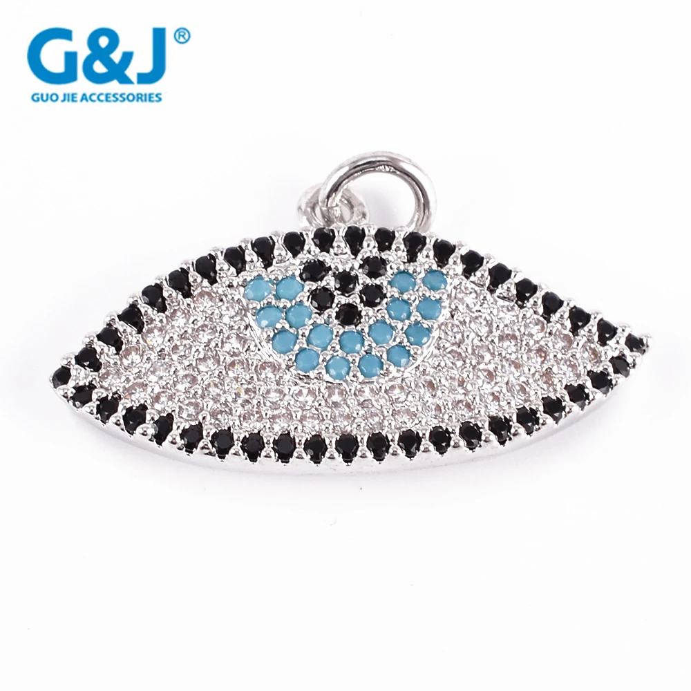Guojie brand wholesale women fashion jewelry copper microscope gem stone evil eye pendants