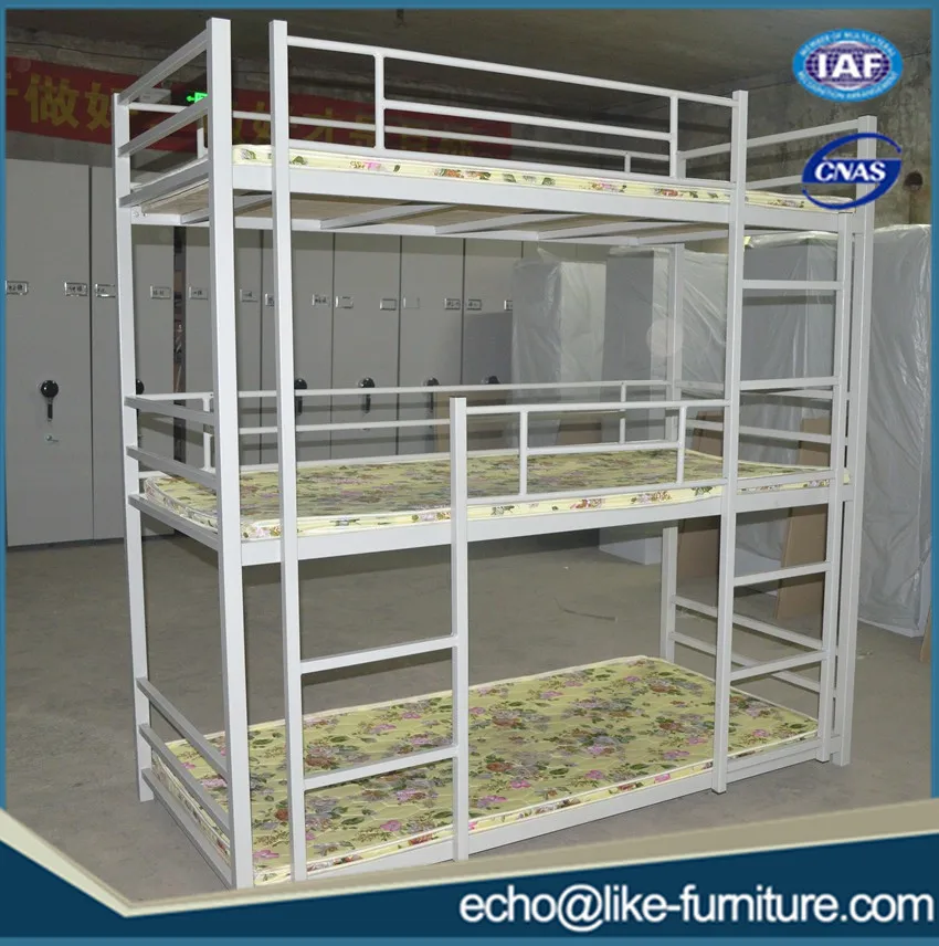 Дешевые 3 уровня металлический каркас кровати общежития металла тройной лофт двухъярусные кровати