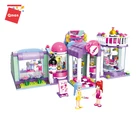 Qman city Beauty shop blocks toy diy creative house building model for kids compatible legoing
