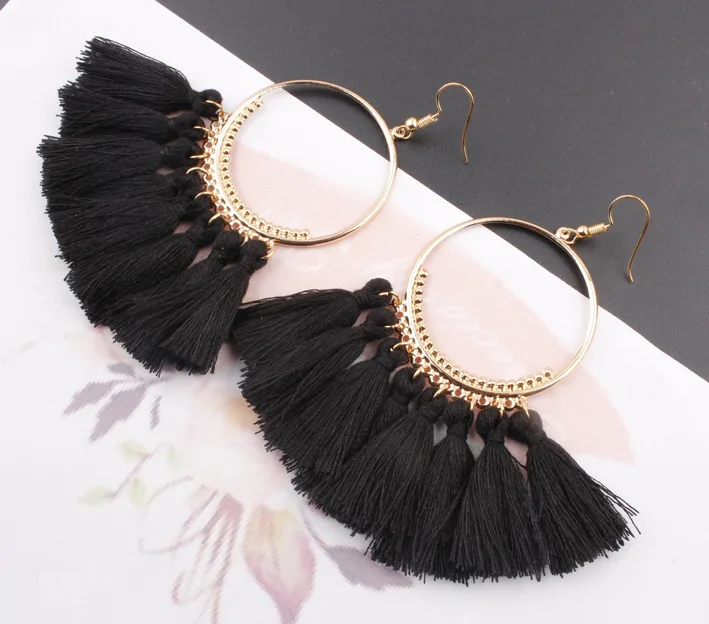 Fashion creative jewelry big ring earrings accessories supply dangling bohemian tassel earrings
Fashion creative jewelry big ring earrings accessories supply dangling bohemian tassel earrings