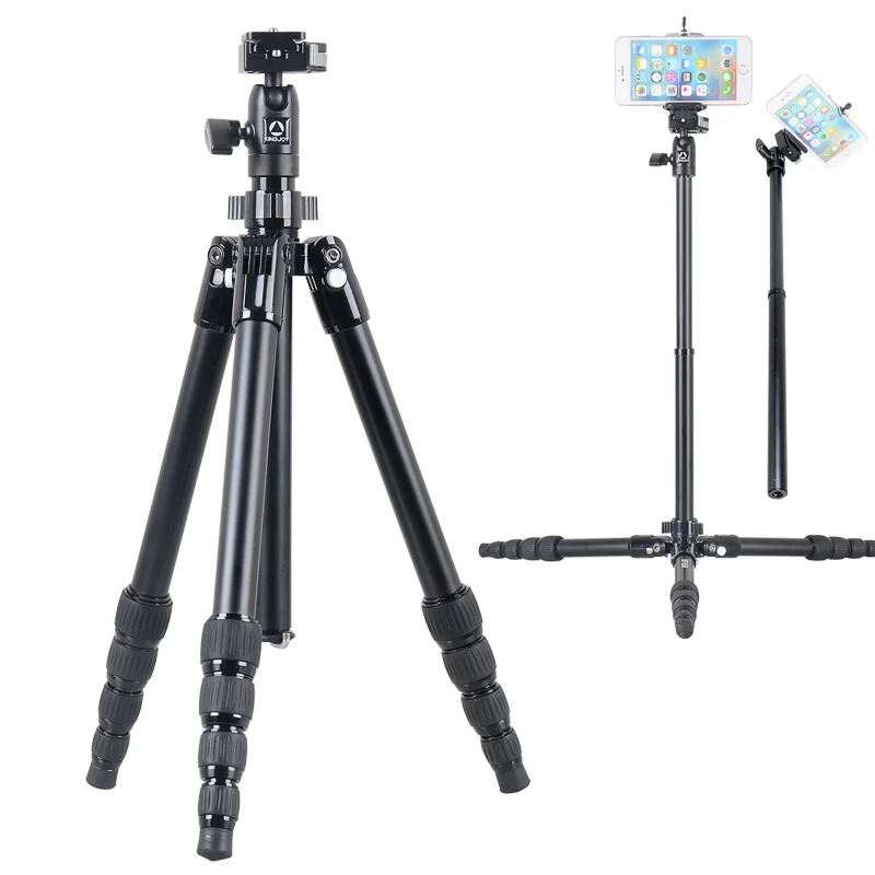 

2018 Kingjoy swift fashionable lightweight aluminum camera outdoor tripod for mobile phone with selfie stick, Black
