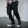 Custom logo Mens High Quality Black Multi Pockets Slim Fit Track pant cotton twill Cargo Pants with Tape