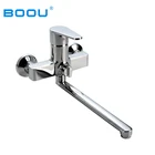Boou Cheap Single Handle Chrome Exposed Faucet Mixer Tap, Long Spout Bathtub Faucet