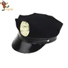 PGH0294 Black police hat adult party cap hat