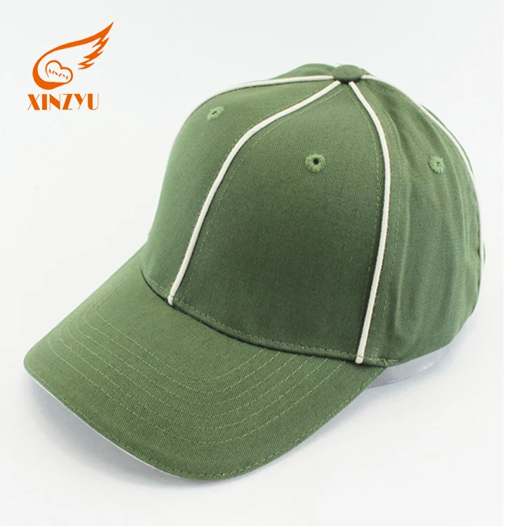 Wholesale baseball cap 6 panel green cotton short brim blank baseball cap