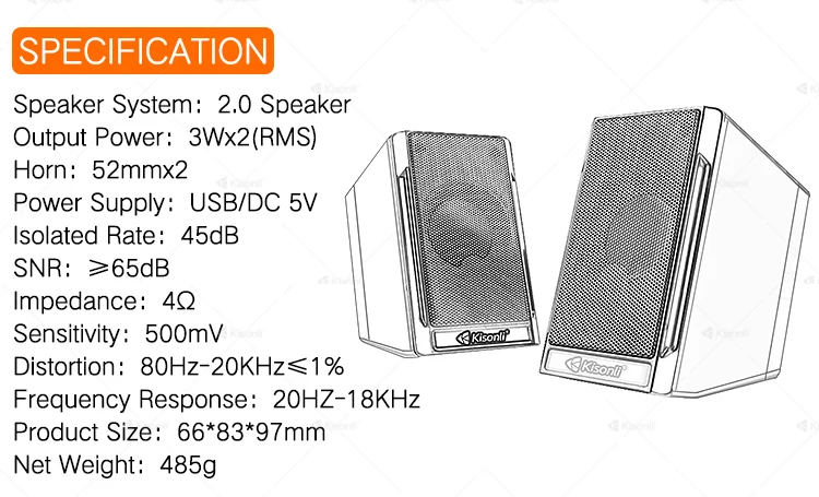 Kisonli electronic gadgets factory direct sale computer 2 way speakers custom logo speaker box - ANKUX.COM