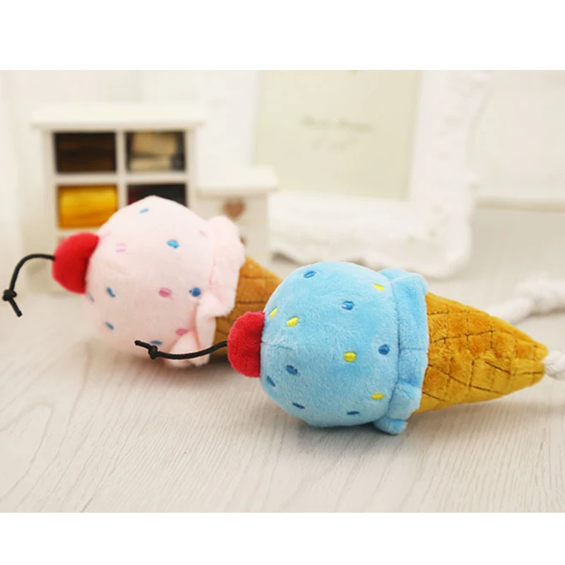 OnnPnnQ Plush Delicious Ice Cream Toys Puppy Cat Interactive Toys For Small Dog Bite Resistant Chew Squeak Toys Pet Supplies