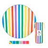 Custom print rainbow towel beach round microfiber beach towel striped