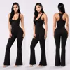2017 New Women Sexy Night Club Jumpsuits Rompers 95% Polyester 5% Spandex Sleeveless Racer Back Wide Leg Jumpsuit