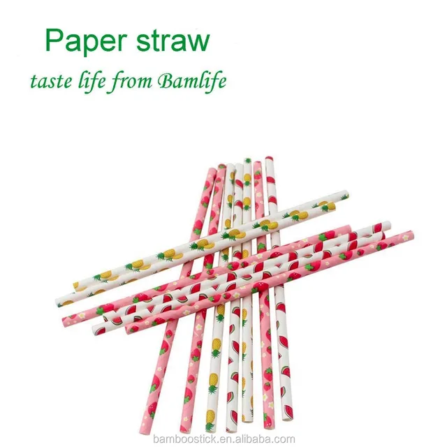 0*197mm  strawberry fruit paper straw using for drinking