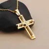necklace men gold Stainless Steel Jewelry Cross plated French Rope Chain & for man 40x62mm Length:Approx 24 Inch 1299427
