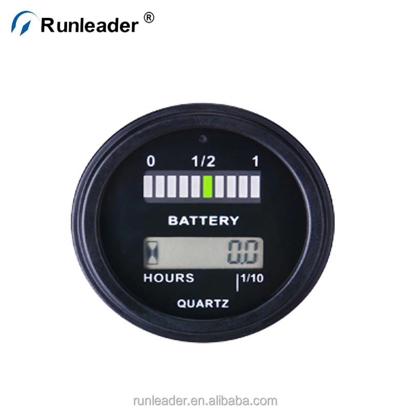 Runleader indicador de descarga de carga de la batería/hora de calibre para carretilla elevadora eléctrica carrito de Golf Scooter coche Tractor
