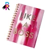 Simple Style Custom Design Kraft Paper Golden Wire Spiral Foil Stamping Gilding Pink Notebook Journal