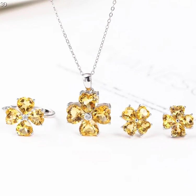wholesale new fashion flower shape 925 sterling silver Natural Citrine ring earrings pendant necklace crystal Jewelry Set, Yellow
wholesale new fashion flower shape 925 sterling silver Natural Citrine ring earrings pendant necklace crystal Jewelry Set, Yellow
