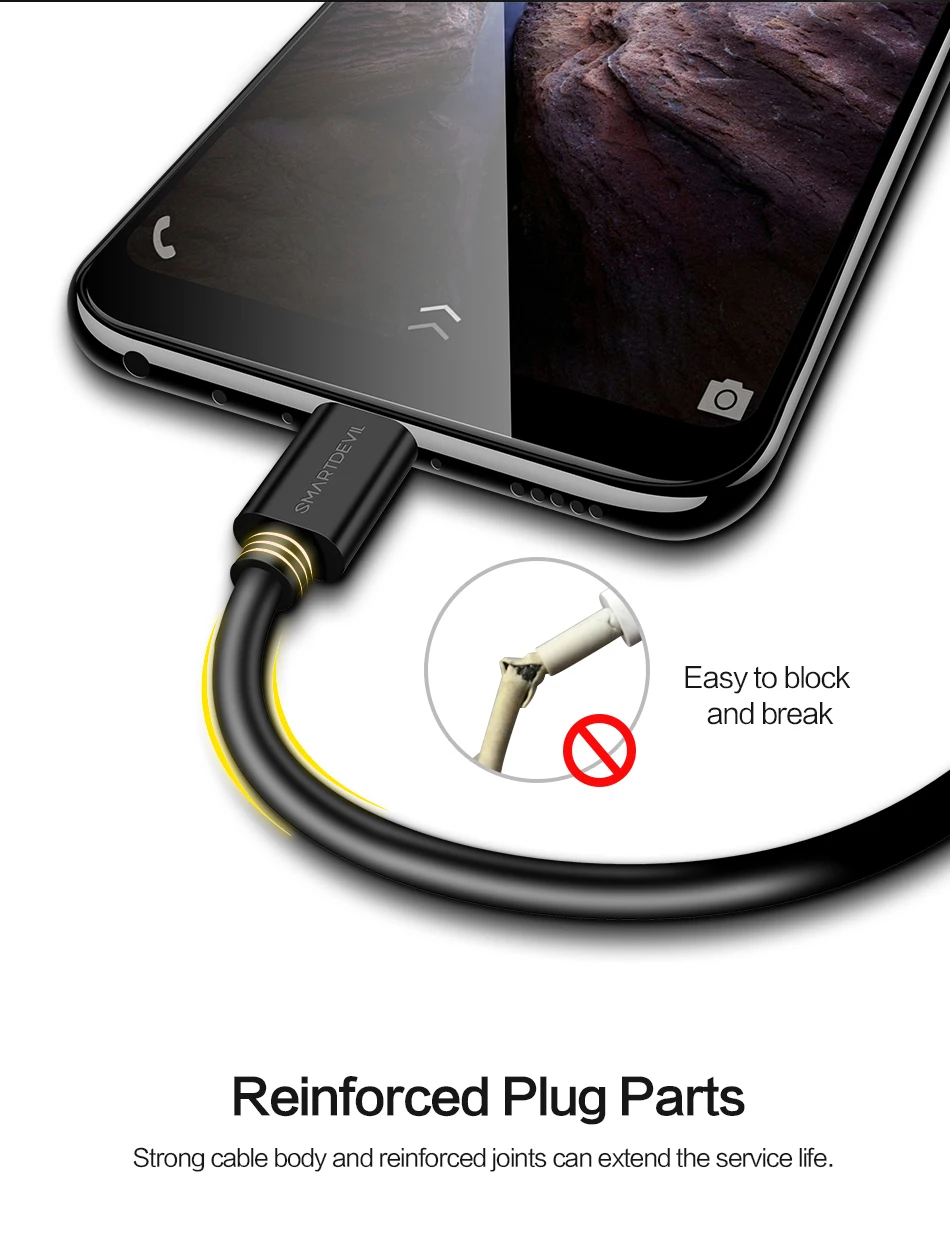 SmartDevil Micro Cable 3A Fast Charging USB Micro Data Charger Cord Cable For MP3/4 Player Video Game Player Mobile phone Comput - ANKUX.COM