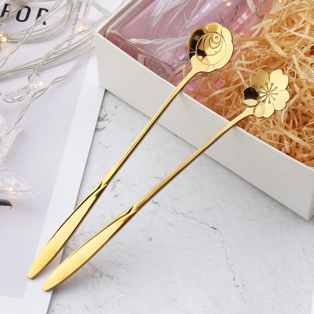 Stainless Steel Flower Spoon Dessert Tableware Heart Mixing Spoon Coffee Spoon, Silver/gold
Stainless Steel Flower Spoon Dessert Tableware Heart Mixing Spoon Coffee Spoon, Silver/gold