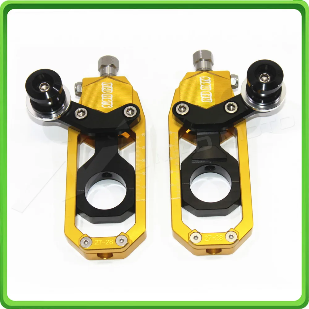 Motorcycle Chain Tensioner Adjuster with bobbins kit for Yamaha FZ1 2006 2007 2008 2009 2010 2011 2012 2013 2014 2015 Gold&Black (1)