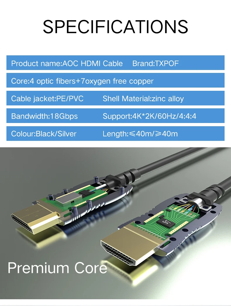 100 meters ultra slim high speed 18gbps 2.0 fiber hdmi cable for HDTV hone theater - ANKUX.COM