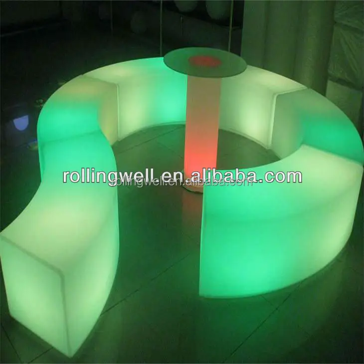 LED colorful garden dining table bench seats /classic long cube bench