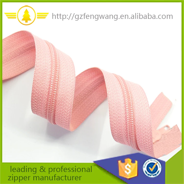 Top sale high quality wholesale long chain in rolls nylon zips zippers 