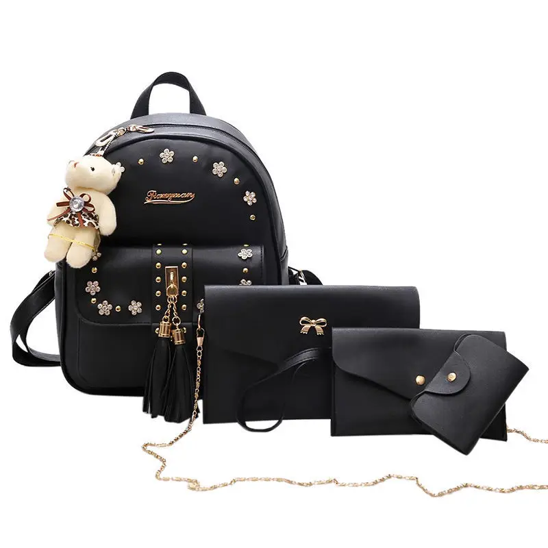 Wholesale Fashion Ladies backpacking backpack 4 Set Pieces PU Leather Backpack Elegant Single Shoulder Bag, Black grey pink white
Wholesale Fashion Ladies backpacking backpack 4 Set Pieces PU Leather Backpack Elegant Single Shoulder Bag, Black grey pink white