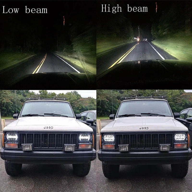 FADUIES 105W 5''x7'' Led Headlights with DRL for Jeep Wrangler YJ Cherokee XJ H6054 H5054 H6054LL 69822 6052 6053 (Black Pair) (2)