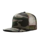 Wholesale blank camo mesh cap summer beach 5 Panel Trucker Hat Cap