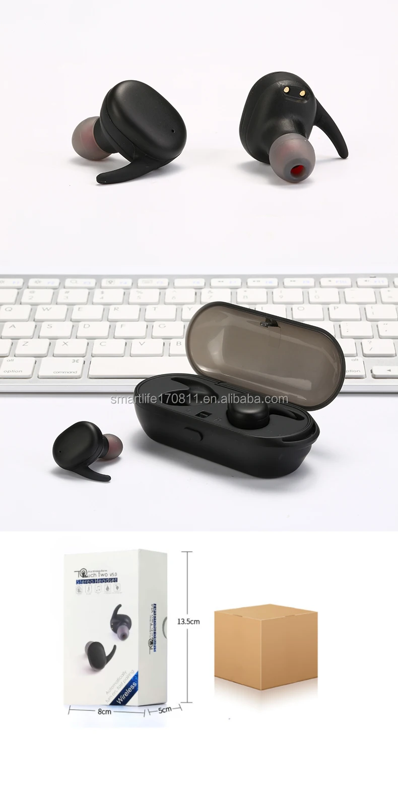 True Wireless Headphone Earbud Blue tooth 5.0 Wireless Sport Headset with Magnetic Charging Case Built-in Mic - ANKUX.COM