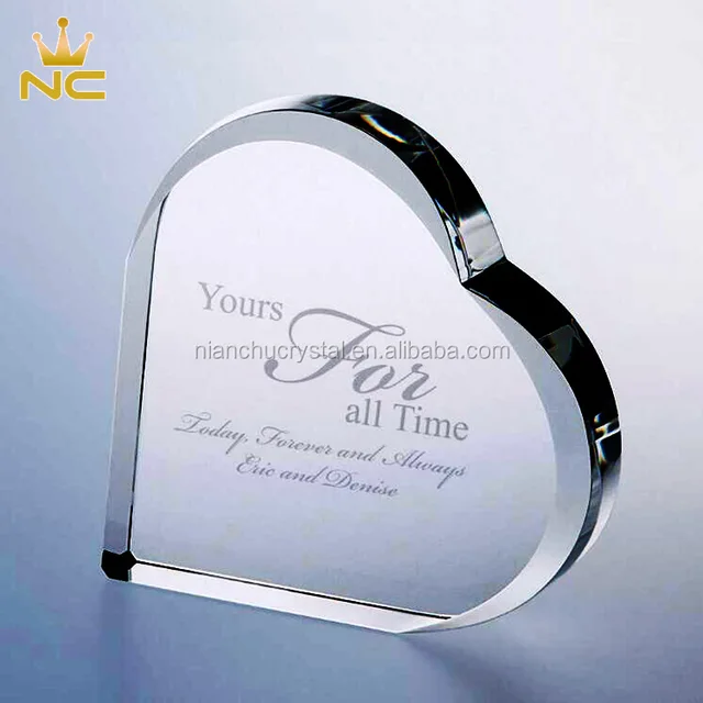 beveled heart shaped crystal wedding table gift for guests take