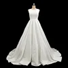 2019 Latest A-line Satin Wedding Dress Vintage Ruffles with Buttons Back Bridal Gown Design Vestido de Noiva Plus Size