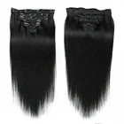 Wholesale Machine Double Weft Clip In Hair Extensions 100% Human Hair Remy 14-24 INCH Long Silky Straight Wig 1B#