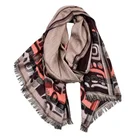 2 Sides High Quality Arabic Pattern Long Viscose Scarf Men's Tassels 2 Sides Neck Scarf