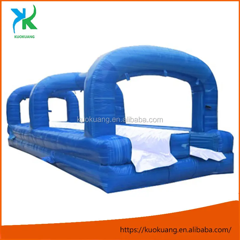 double lane water slip n slide with pool, color customized detached inflatable slip n slide