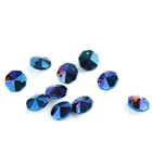 Coating blue/sapphire 14mm 50pcs charm octagon beads loose beads in two holes crystal glass jewelry parts