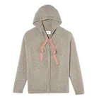 100% pure cashmere men's grey hoodie zipper cardigan sweater