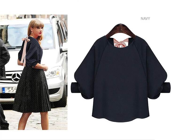 Women Summer Blouse 2015 fashion new large size short-sleeved Blouses o- neck Bow white Chiffon Blouses for women clothing
