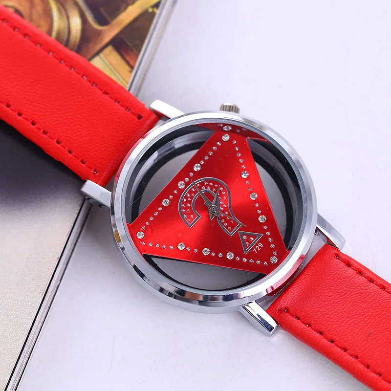 New Innovative triangle leather women watches minimalist hollow watch, Black/white/red
New Innovative triangle leather women watches minimalist hollow watch, Black/white/red