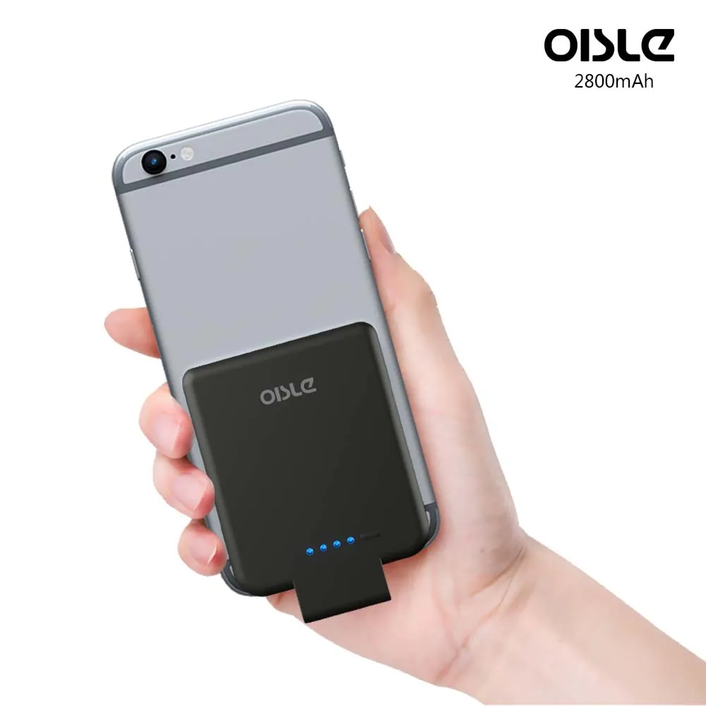 

OISLE 2800mAh Wireless Power Bank Palm-Sized Battery Case for iPhone, Black;white;pink;red;blue;green