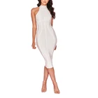 Latest White Evening Gown Halter Style Fashion Women Body con Bandage Dress 2018 Arrivals
