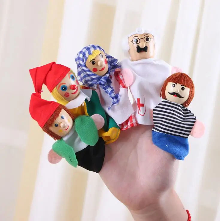 Günstige Kinder Holz Kopf Gestrickte Finger Puppet Custom Plüsch Santa Claus Handpuppe