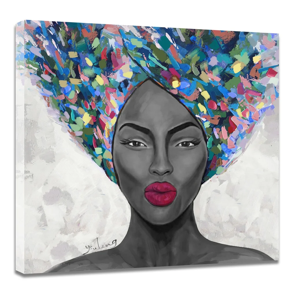 رخيصة بالجملة اليدوية مجردة جدار الفن الأفريقي النساء اللوحات الزيتية الفتيات مثير صور hd عارية البوب الفن على قماش