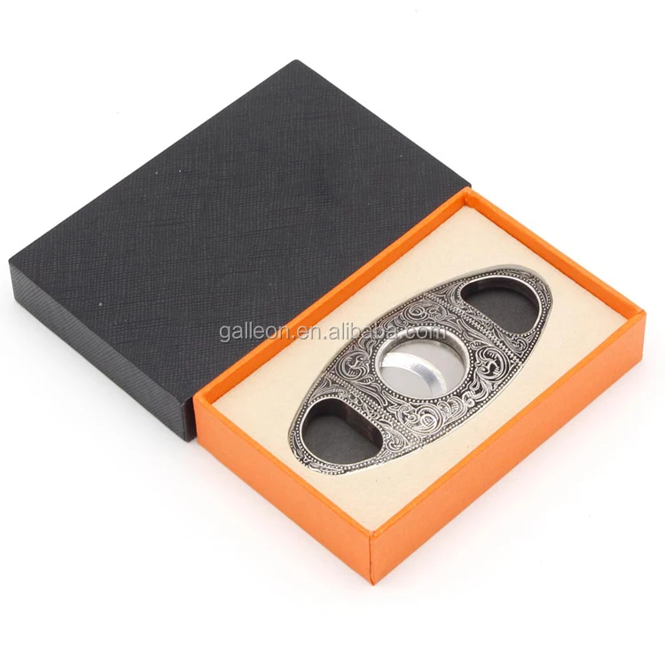 antique silver double blade stainless steel cigar cutter for