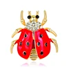Fashion Rhinestone Ladybug For Collar Pins Corsage Crystal Leaves Insect Brooch Badges Jewel