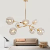 Retro E27 Led Chandelier Light Brief Contemporary Hanging Glass Pendant Lamp for living room study room decor.