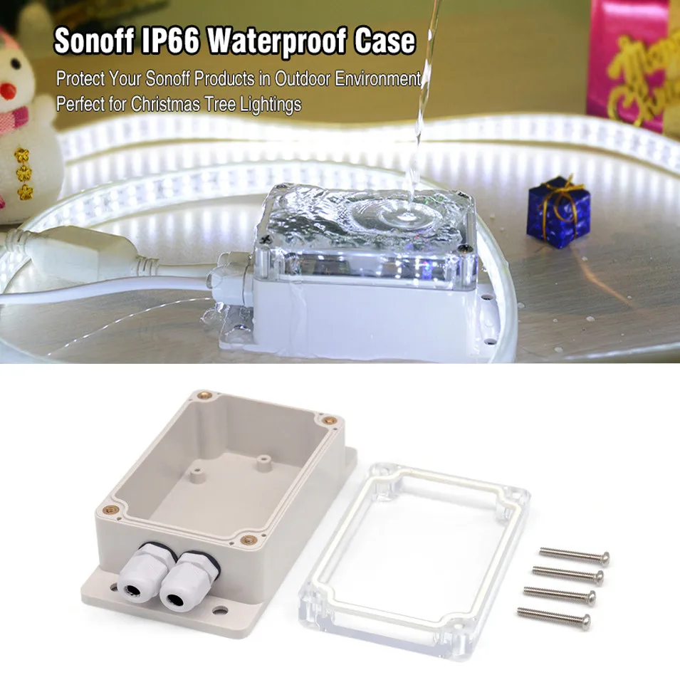 Sonoff IP66 Waterproof Cover Case for Sonoff Basic Wifi SwitchSONOFF POWDUALTH16G1 by Ewelink App Smart Home